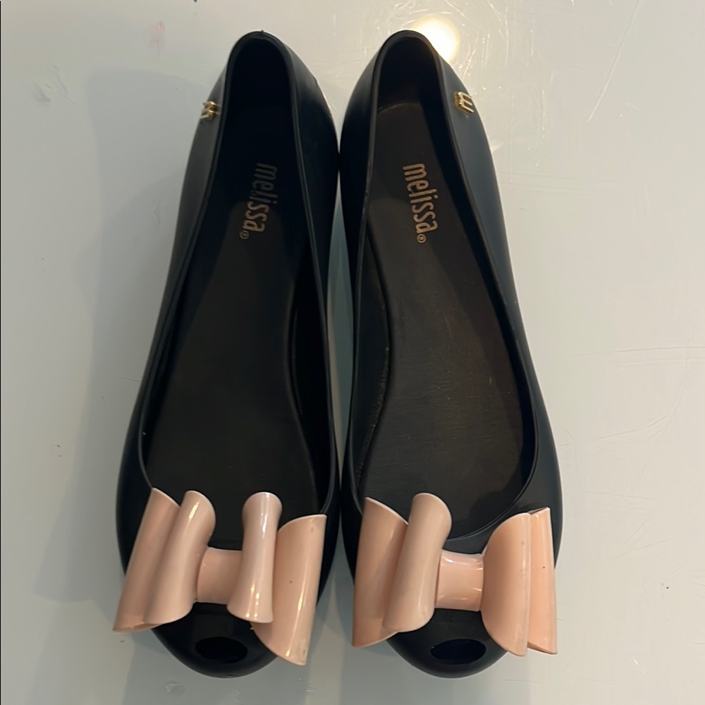 Melissa Black and Pink Bow 🎀 Girl shoes